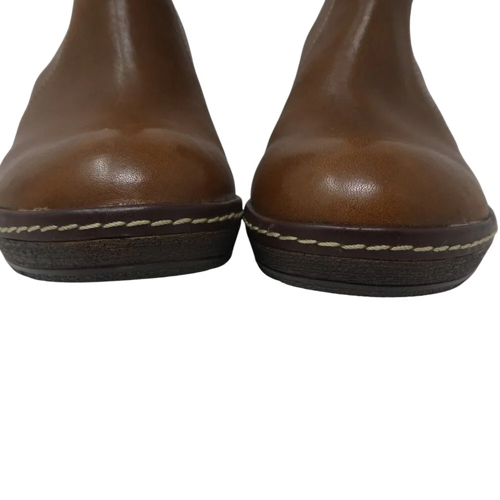 Sofft Caralee Brown Leather Wedge Heel Ankle Boots Booties Womens‎ 7.5